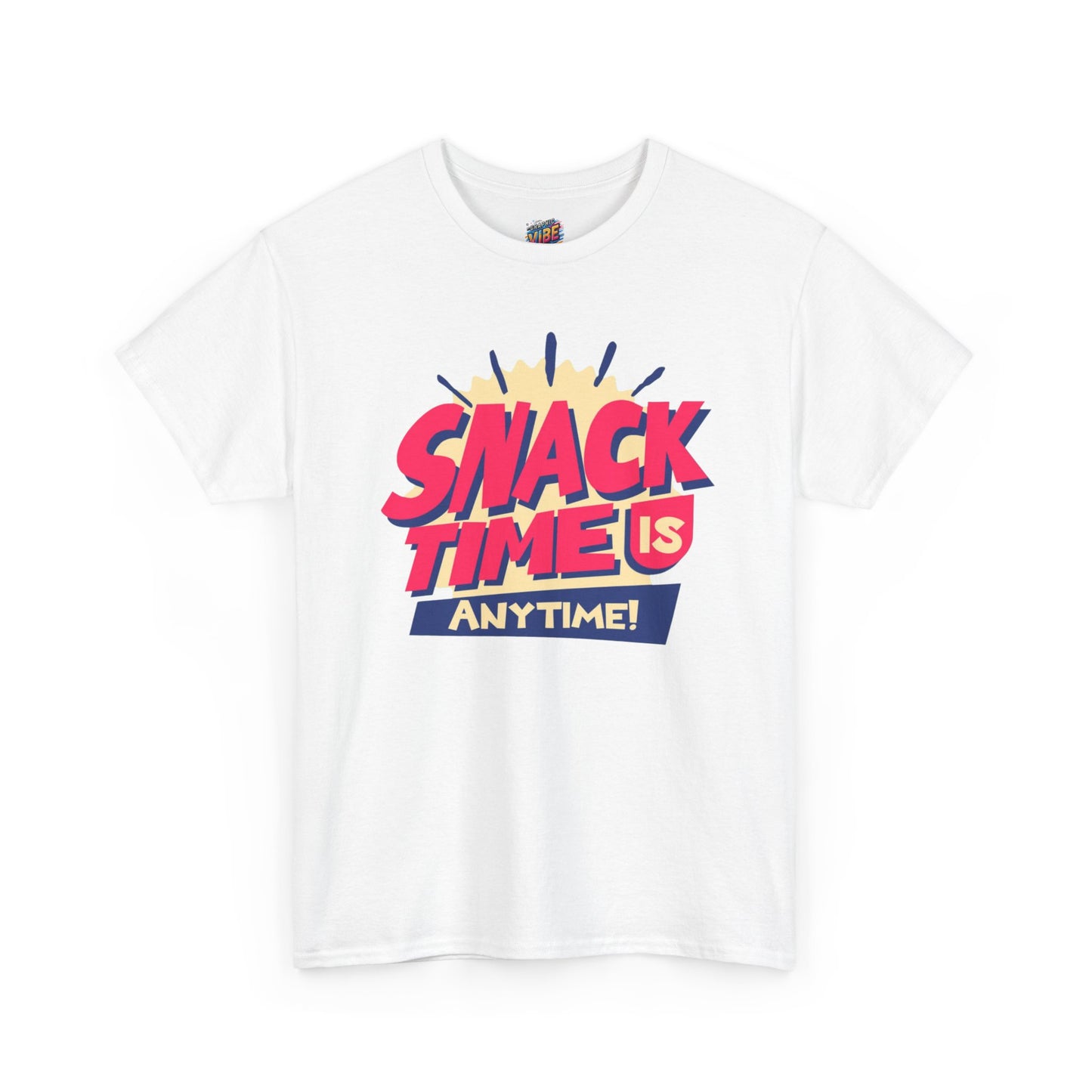 Snack Time Is Anytime! Unisex Heavy Cotton Tee, Fun Graphic Tee, Snack Lover Gift, Casual Summer Shirt, Quirky Food T-Shirt