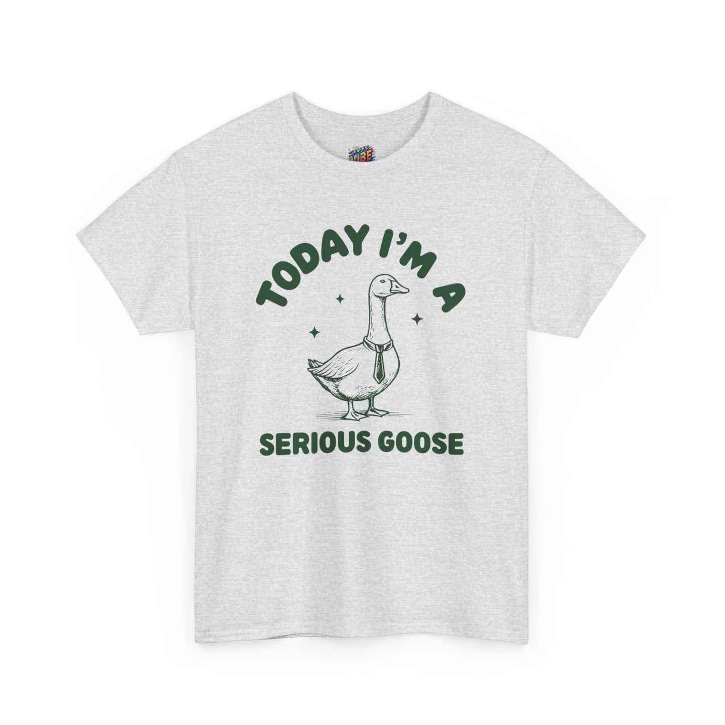 Serious Goose Unisex Heavy Cotton Tee - Fun Gift for Animal Lovers, Casual Wear, Birthday, Animal-Themed T-Shirt, Humorous Tee