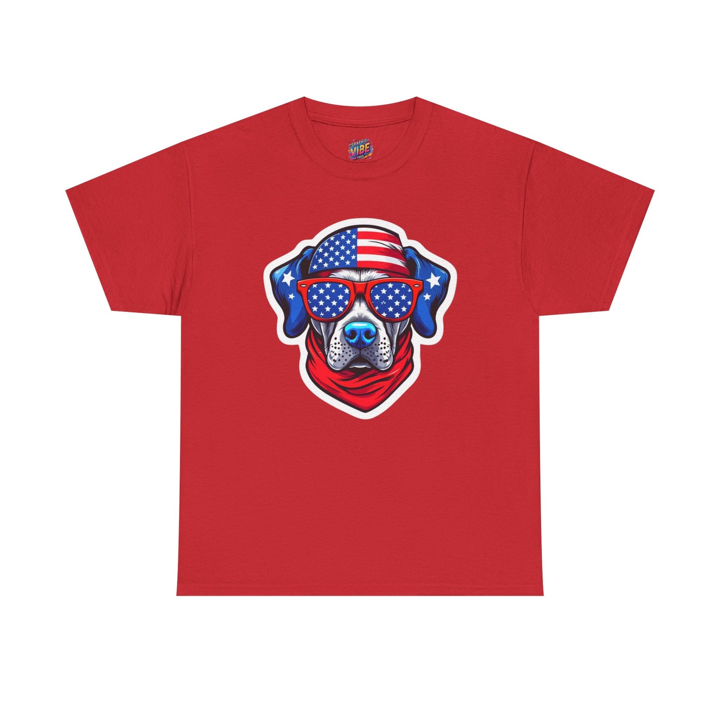 Patriotic American Pitbull T-Shirt, Unisex Heavy Cotton Tee with American Flag Design, Perfect for Fourth of July, Dog Lovers Gift, Casual Wear