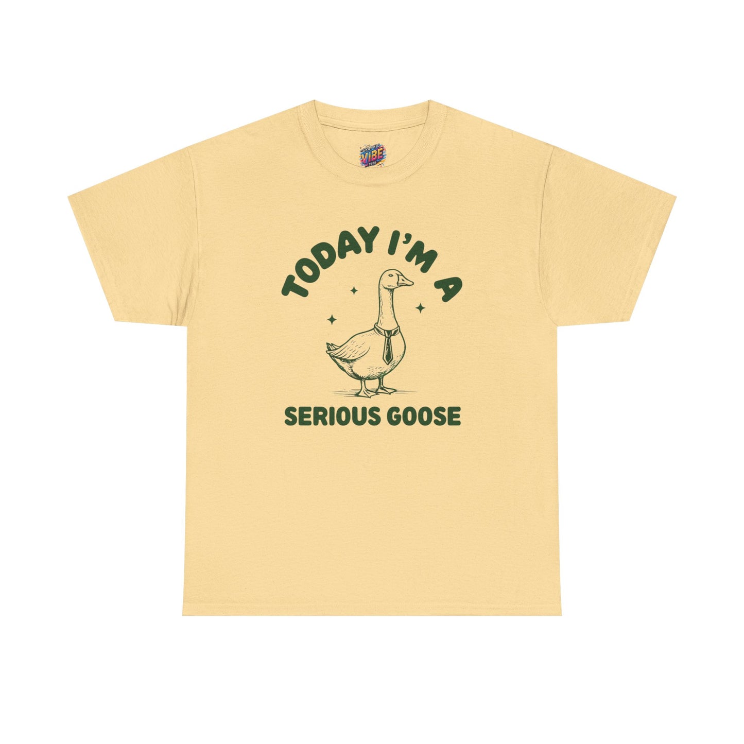 Serious Goose Unisex Heavy Cotton Tee - Fun Gift for Animal Lovers, Casual Wear, Birthday, Animal-Themed T-Shirt, Humorous Tee