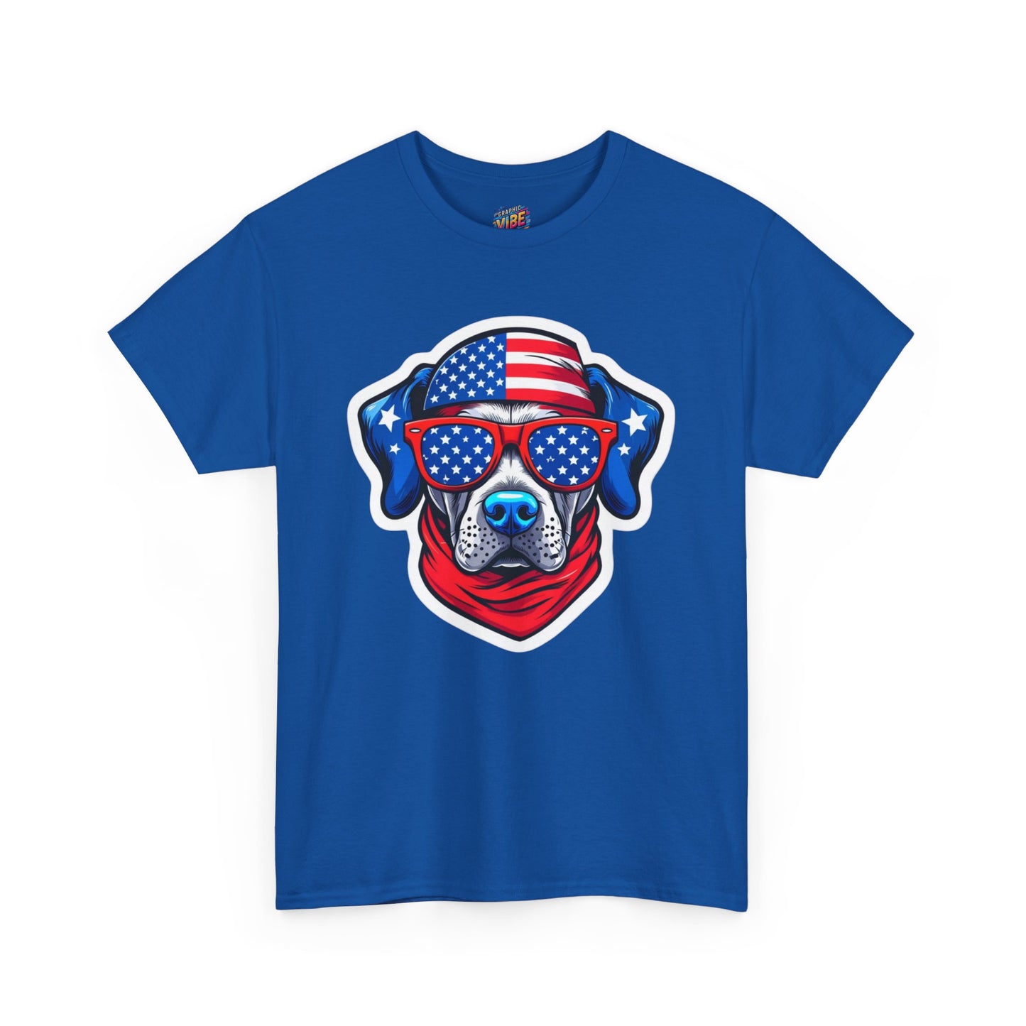 Patriotic American Pitbull T-Shirt, Unisex Heavy Cotton Tee with American Flag Design, Perfect for Fourth of July, Dog Lovers Gift, Casual Wear