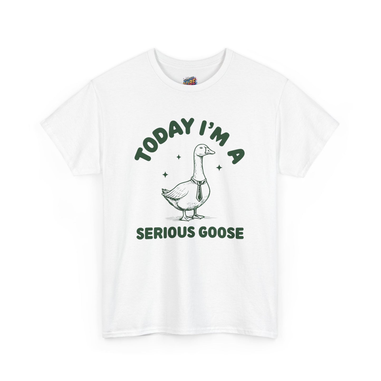 Serious Goose Unisex Heavy Cotton Tee - Fun Gift for Animal Lovers, Casual Wear, Birthday, Animal-Themed T-Shirt, Humorous Tee