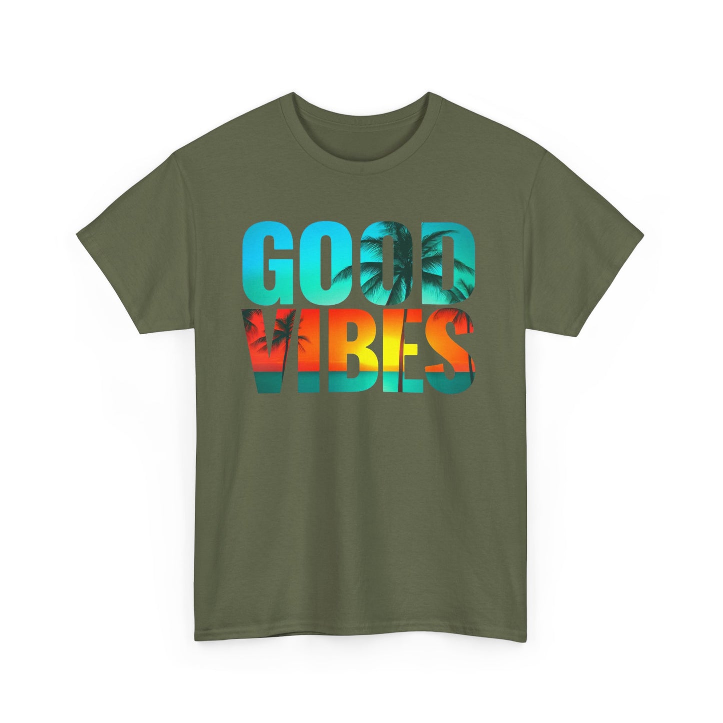 Good Vibes Unisex Heavy Cotton Tee, Happy T-Shirt, Positive Message, Casual Wear, Gift for Him/Her, Summer Top
