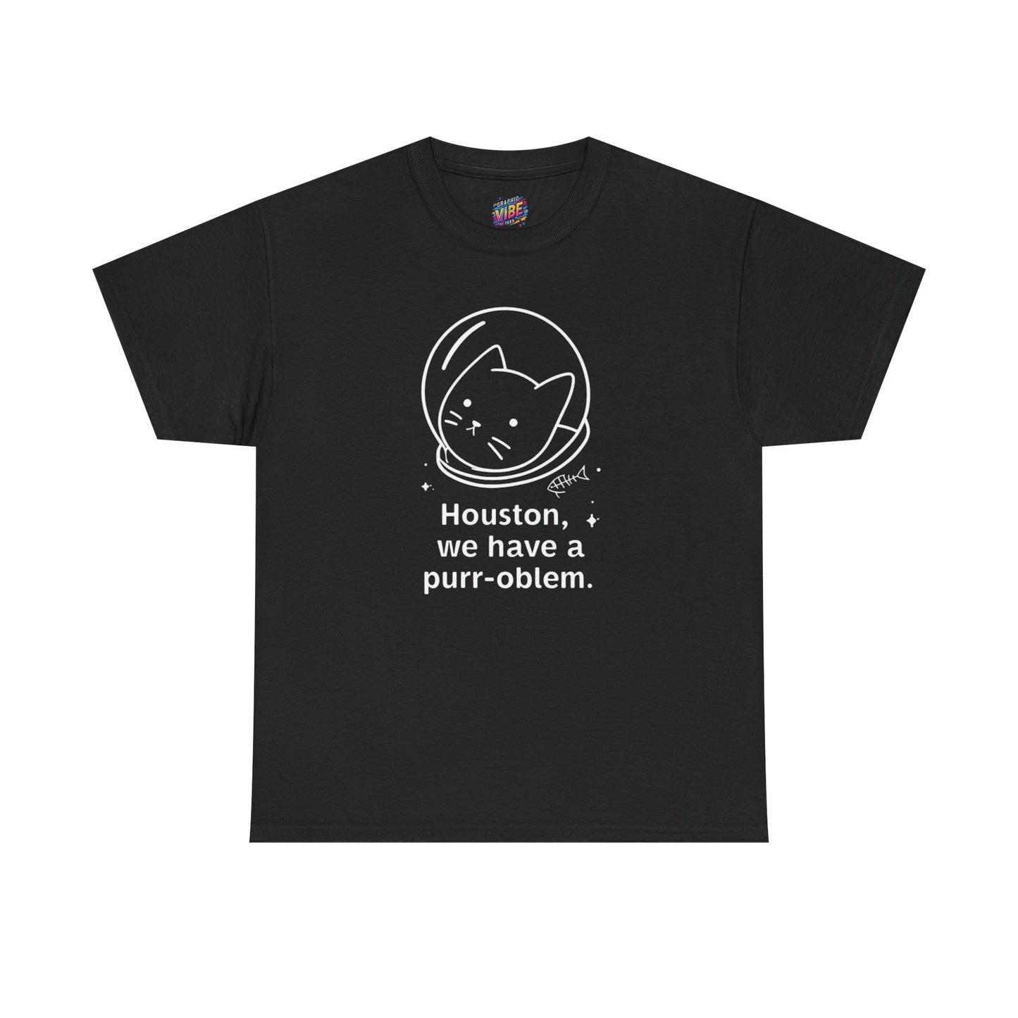 Houston, we have a purr-oblem Astronaut Cat Unisex Tee, Fun Puns T-Shirt, Gift for Cat Lovers, Outer Space Humor, Cute Pet Apparel