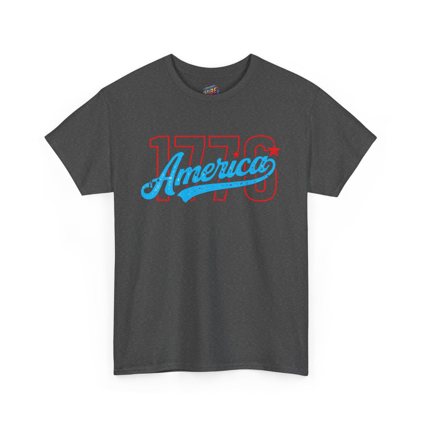 1776 America Unisex Heavy Cotton Tee, Vintage Style Shirt, Independence Day Apparel, Gifts for Patriots, Casual Wear
