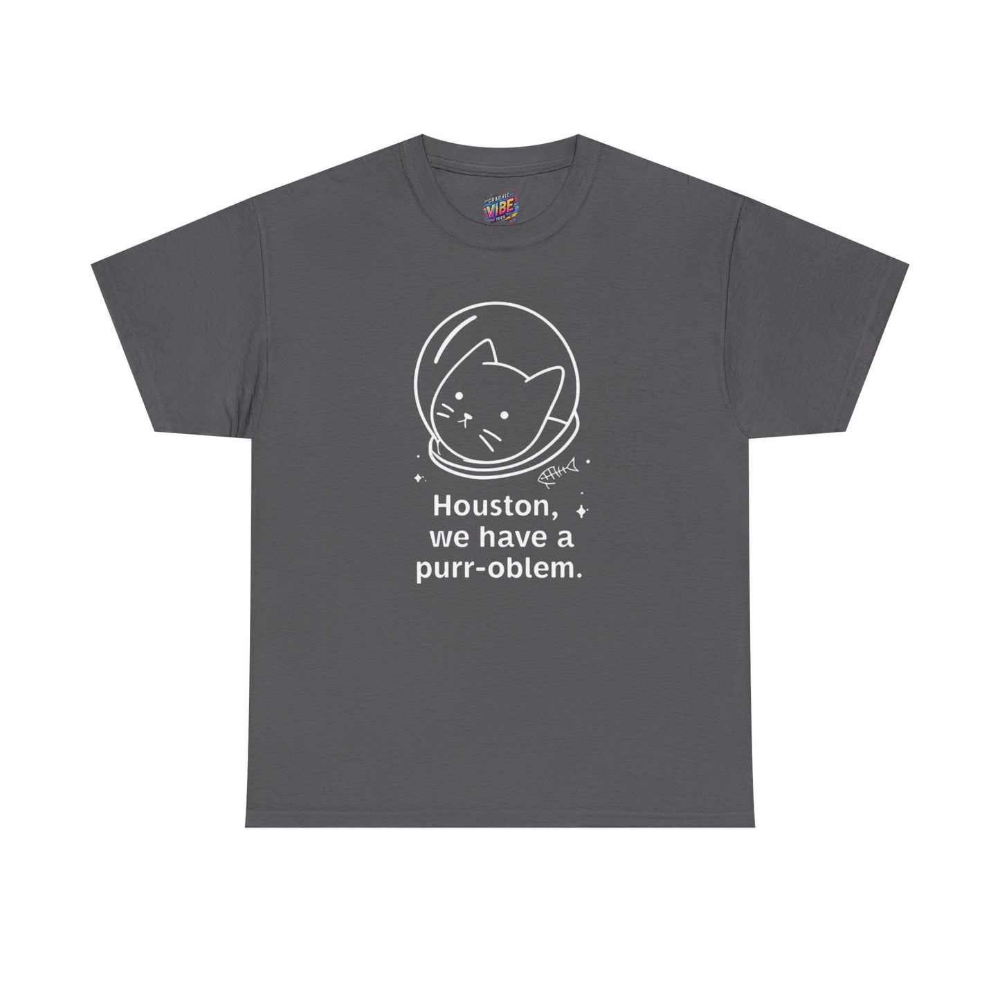 Houston, we have a purr-oblem Astronaut Cat Unisex Tee, Fun Puns T-Shirt, Gift for Cat Lovers, Outer Space Humor, Cute Pet Apparel