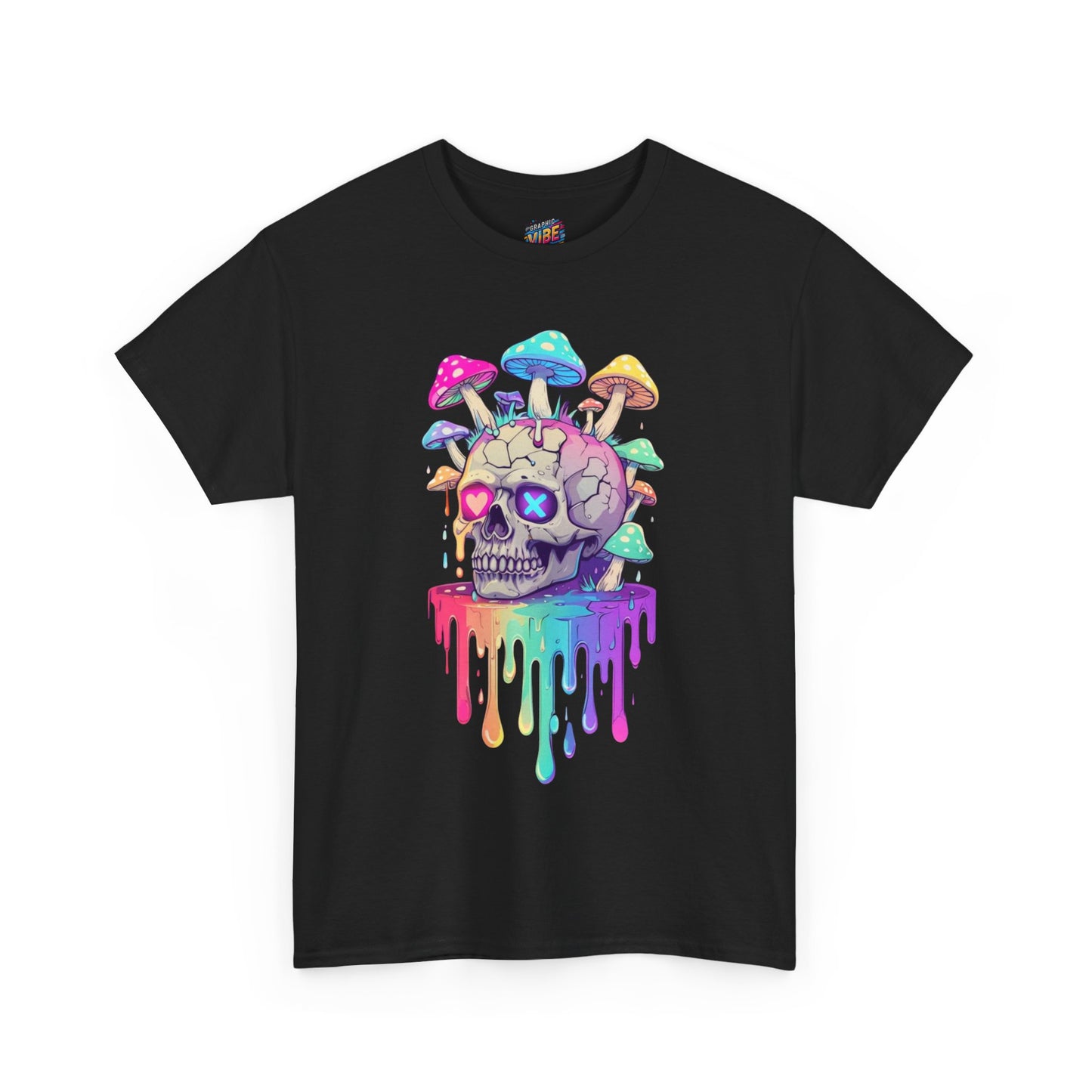 Psychedelic Skull Tee, Unisex Heavy Cotton Shirt, Casual Streetwear, Art Lover Gift, Festival Wear, Trendy Graphic Tee