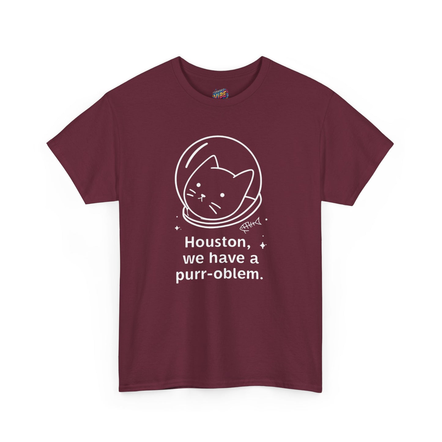 Houston, we have a purr-oblem Astronaut Cat Unisex Tee, Fun Puns T-Shirt, Gift for Cat Lovers, Outer Space Humor, Cute Pet Apparel