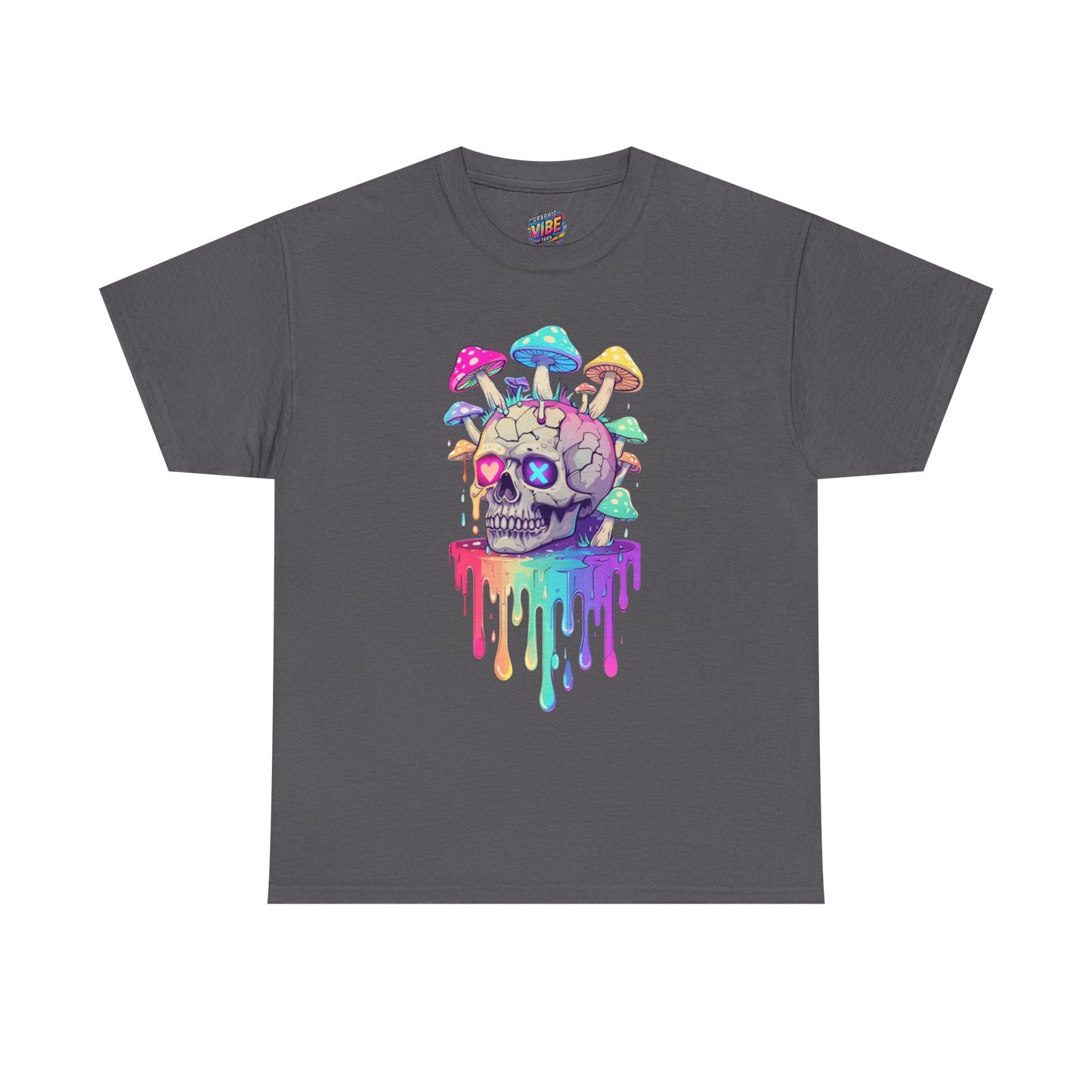 Psychedelic Skull Tee, Unisex Heavy Cotton Shirt, Casual Streetwear, Art Lover Gift, Festival Wear, Trendy Graphic Tee