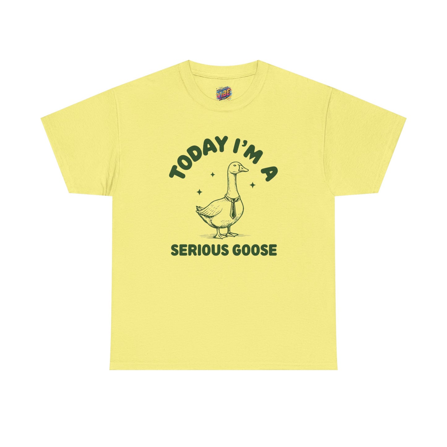 Serious Goose Unisex Heavy Cotton Tee - Fun Gift for Animal Lovers, Casual Wear, Birthday, Animal-Themed T-Shirt, Humorous Tee