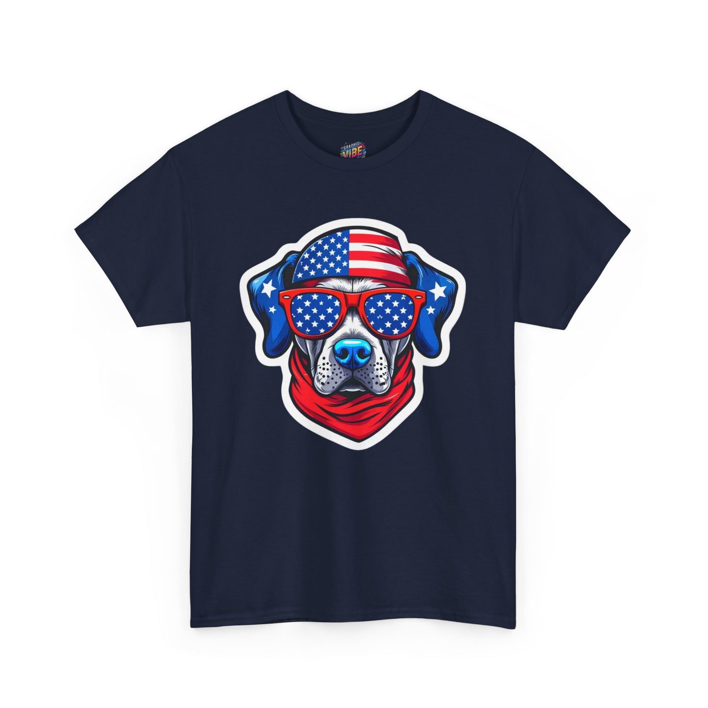 Patriotic American Pitbull T-Shirt, Unisex Heavy Cotton Tee with American Flag Design, Perfect for Fourth of July, Dog Lovers Gift, Casual Wear