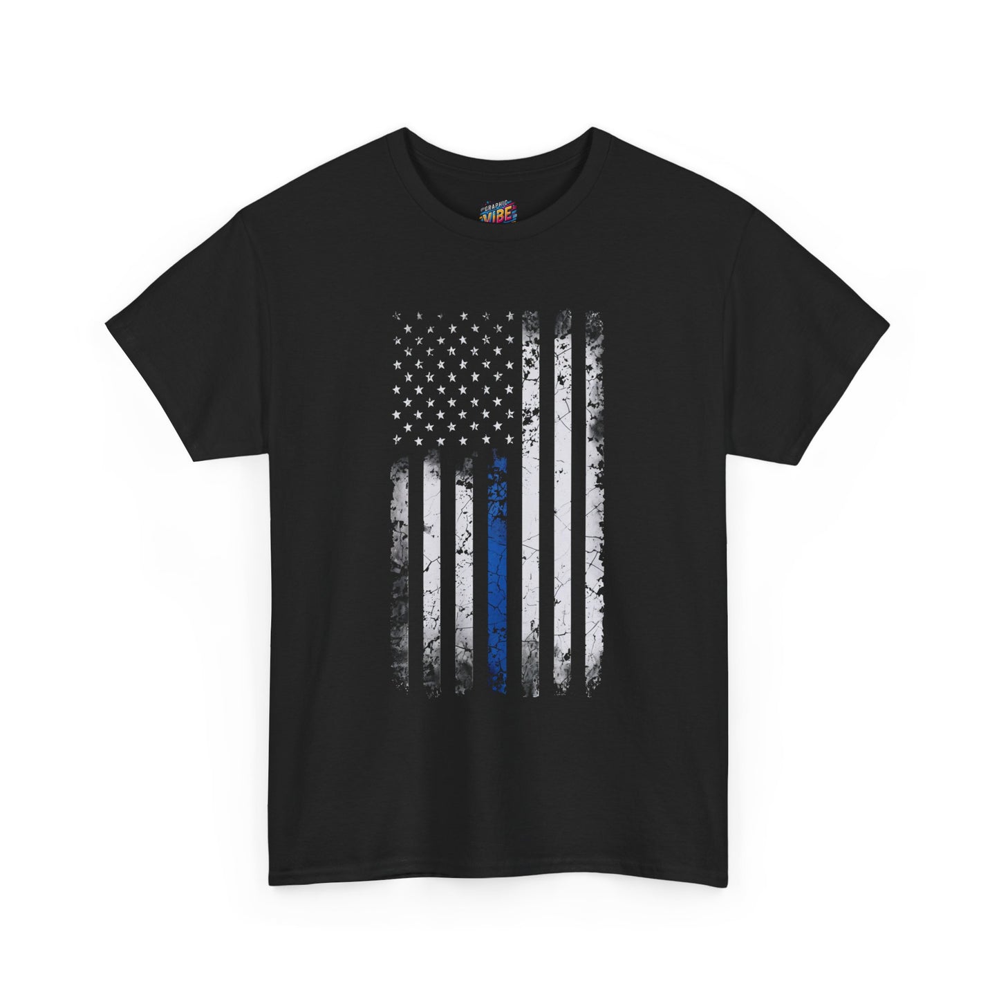 Patriotic Blue Line Support Tee - USA Flag with Blue Line, Ideal for Police Support, Memorial Days, Veteran's Day, Gifts for Law Enforcement, Unisex