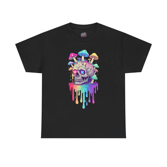 Psychedelic Skull Tee, Unisex Heavy Cotton Shirt, Casual Streetwear, Art Lover Gift, Festival Wear, Trendy Graphic Tee