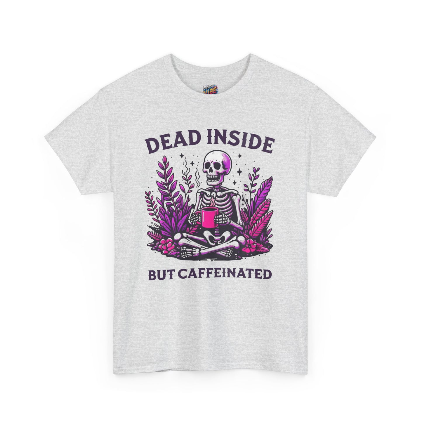 Caffeinated Skeleton Tee - Perfect for Coffee Lovers, Halloween, Gifts, Casual Wear, Fun Statement Shirt, Unisex Heavy Cotton T-Shirt
