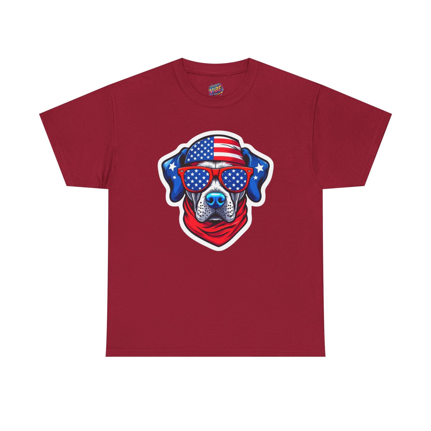 Patriotic American Pitbull T-Shirt, Unisex Heavy Cotton Tee with American Flag Design, Perfect for Fourth of July, Dog Lovers Gift, Casual Wear