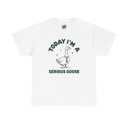 Serious Goose Unisex Heavy Cotton Tee - Fun Gift for Animal Lovers, Casual Wear, Birthday, Animal-Themed T-Shirt, Humorous Tee