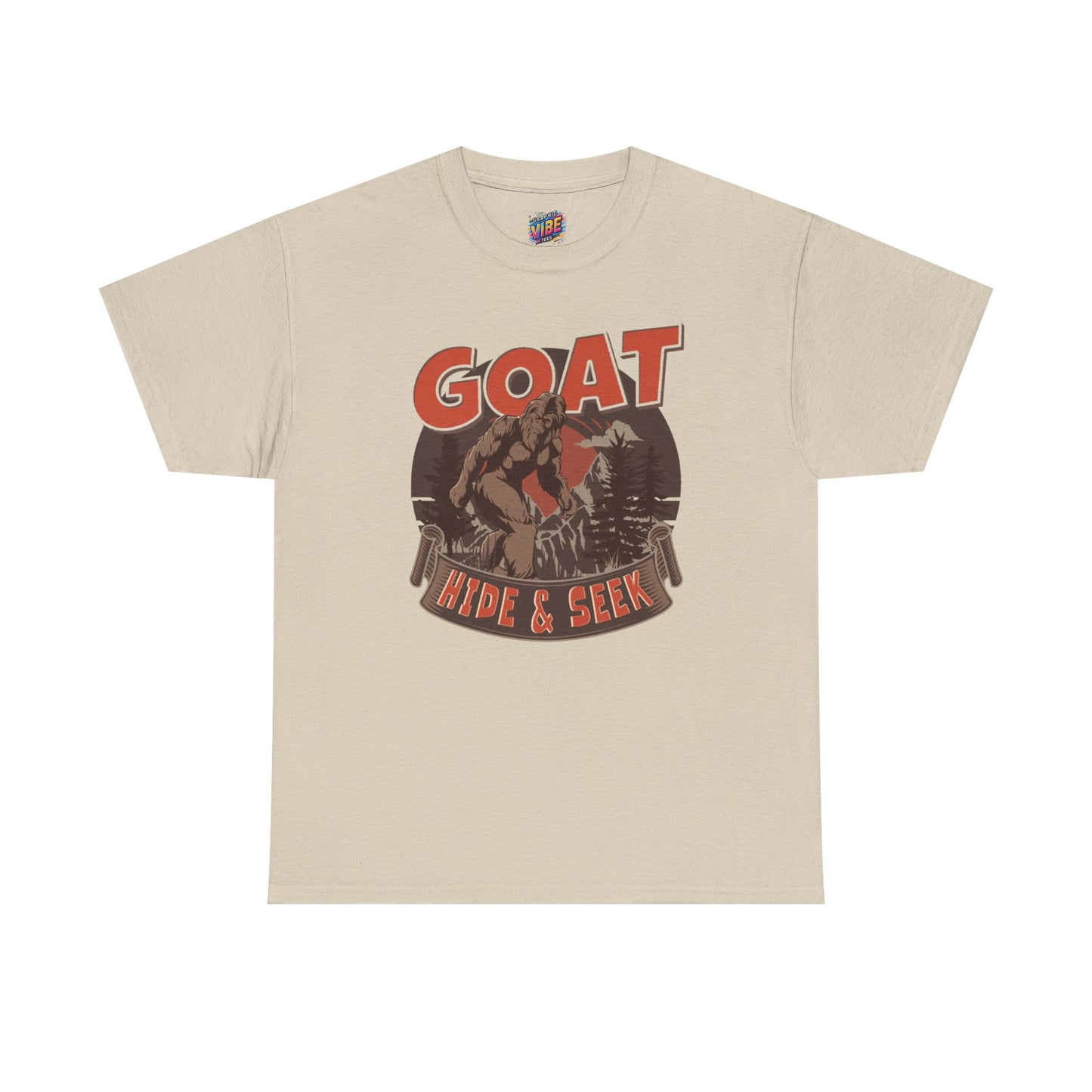 Big Foot Hide and Seek Goat T-Shirt, Fun Graphic Tee for Animal Lovers, Farmhouse Decor, Casual Wear, Gifts for Kids & Adults, Unique Outdoor