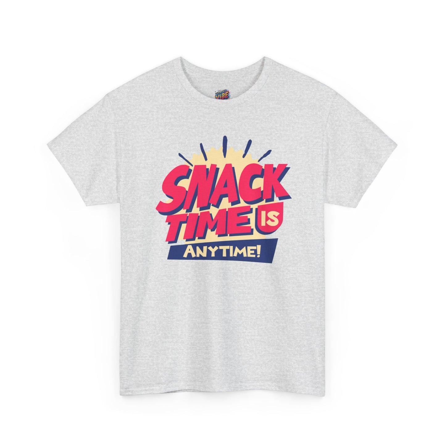 Snack Time Is Anytime! Unisex Heavy Cotton Tee, Fun Graphic Tee, Snack Lover Gift, Casual Summer Shirt, Quirky Food T-Shirt