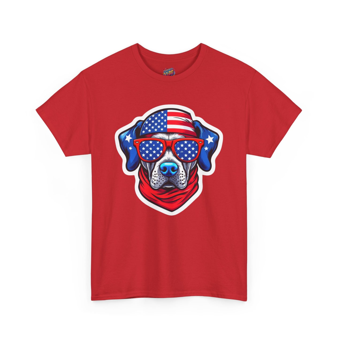 Patriotic American Pitbull T-Shirt, Unisex Heavy Cotton Tee with American Flag Design, Perfect for Fourth of July, Dog Lovers Gift, Casual Wear