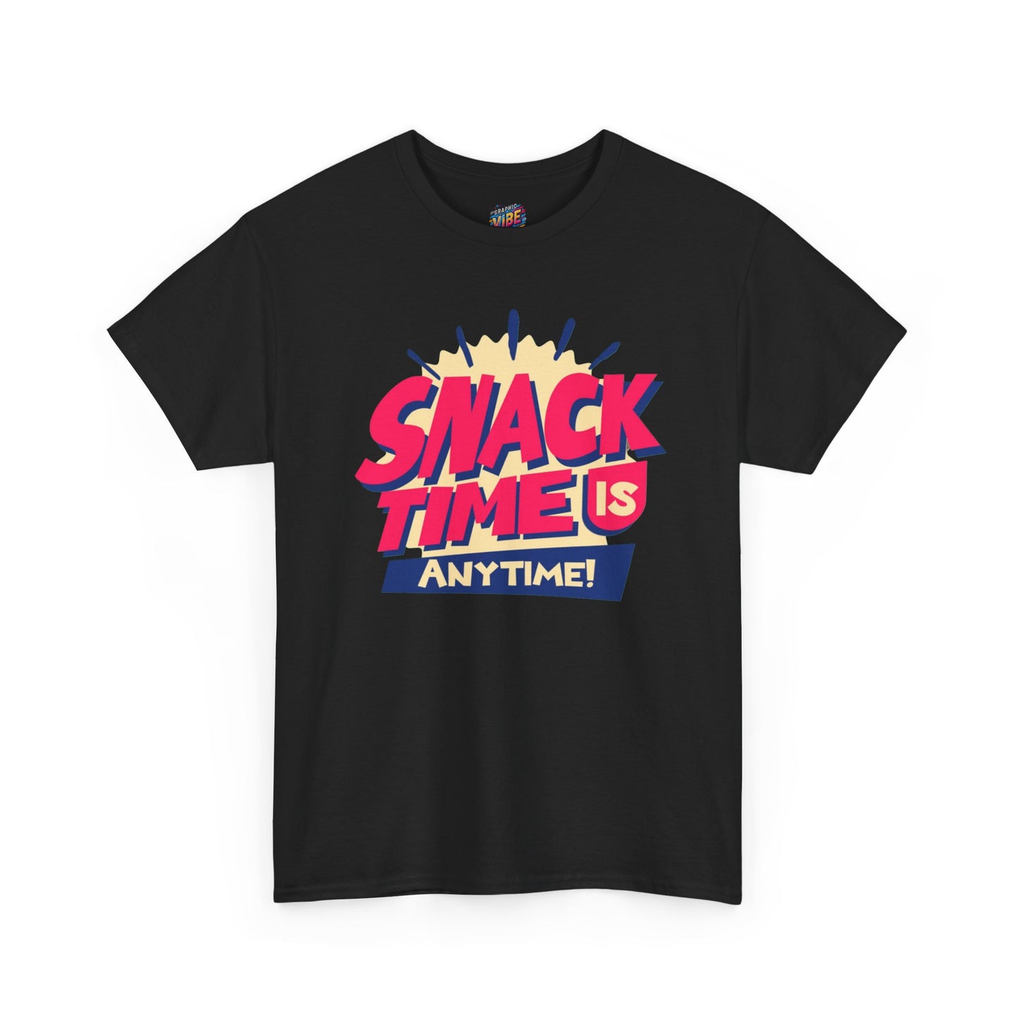 Snack Time Is Anytime! Unisex Heavy Cotton Tee, Fun Graphic Tee, Snack Lover Gift, Casual Summer Shirt, Quirky Food T-Shirt