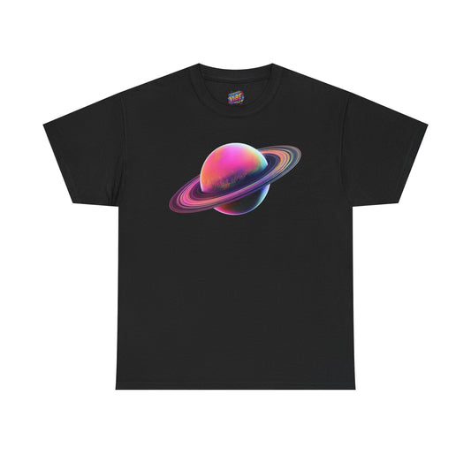 Cosmic Saturn Graphic Tee, Space Lover Shirt, Unisex Heavy Cotton Tee, Gift for Astronomers, Cool Galaxy Apparel, Unique Universe T-Shirt