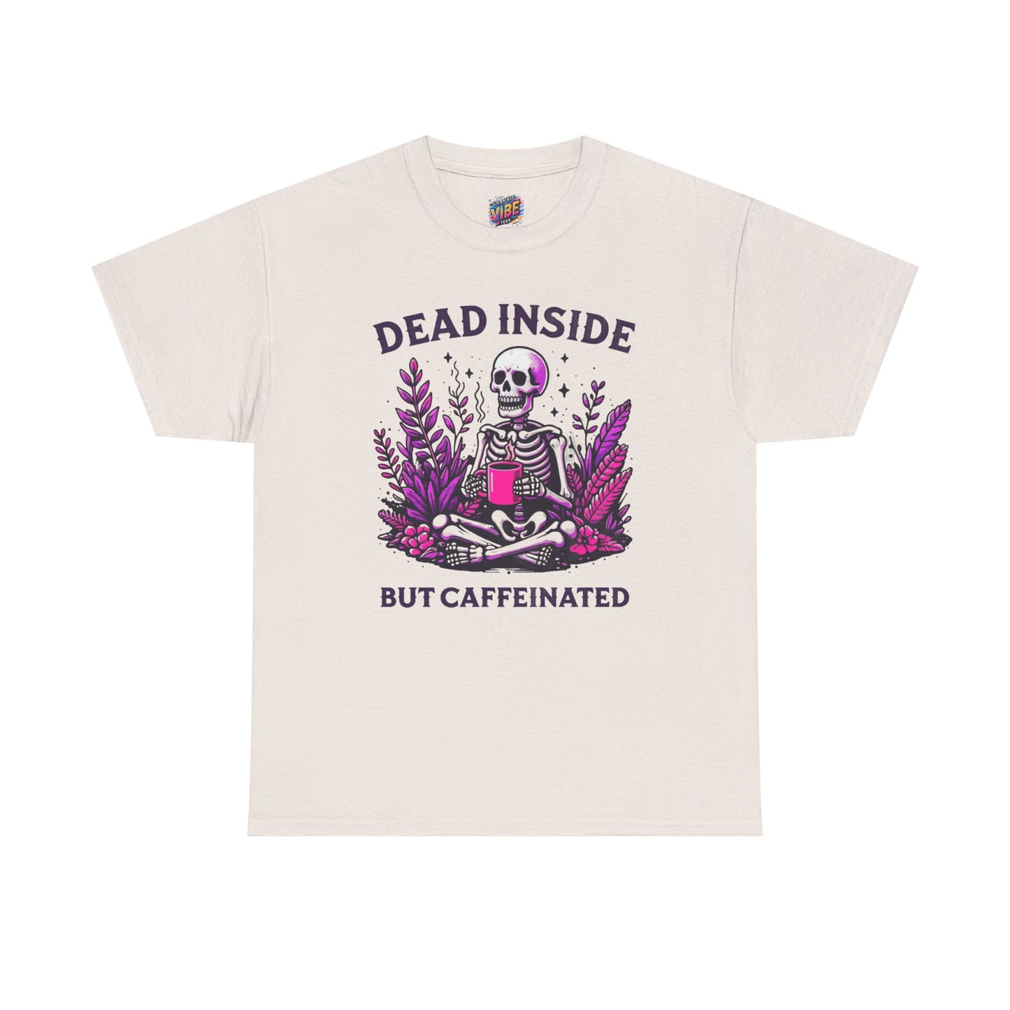 Caffeinated Skeleton Tee - Perfect for Coffee Lovers, Halloween, Gifts, Casual Wear, Fun Statement Shirt, Unisex Heavy Cotton T-Shirt