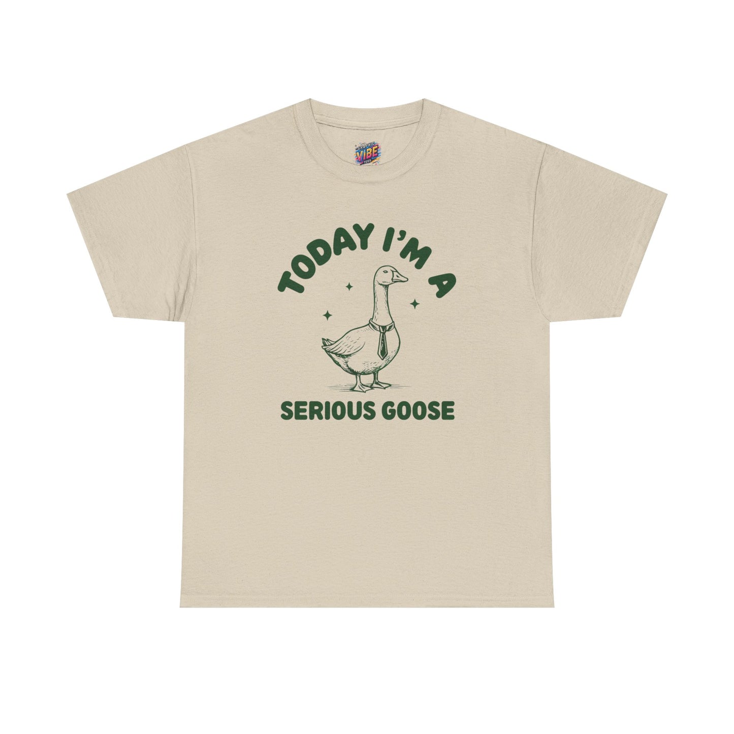 Serious Goose Unisex Heavy Cotton Tee - Fun Gift for Animal Lovers, Casual Wear, Birthday, Animal-Themed T-Shirt, Humorous Tee
