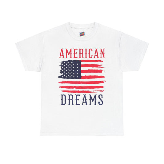 American Dreams Unisex Heavy Cotton Tee, Patriotic T-Shirt, July 4th Apparel, Independence Day Gift, American Flag Tee, Casual Wear