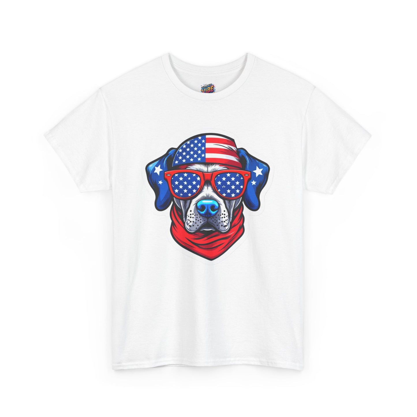Patriotic American Pitbull T-Shirt, Unisex Heavy Cotton Tee with American Flag Design, Perfect for Fourth of July, Dog Lovers Gift, Casual Wear