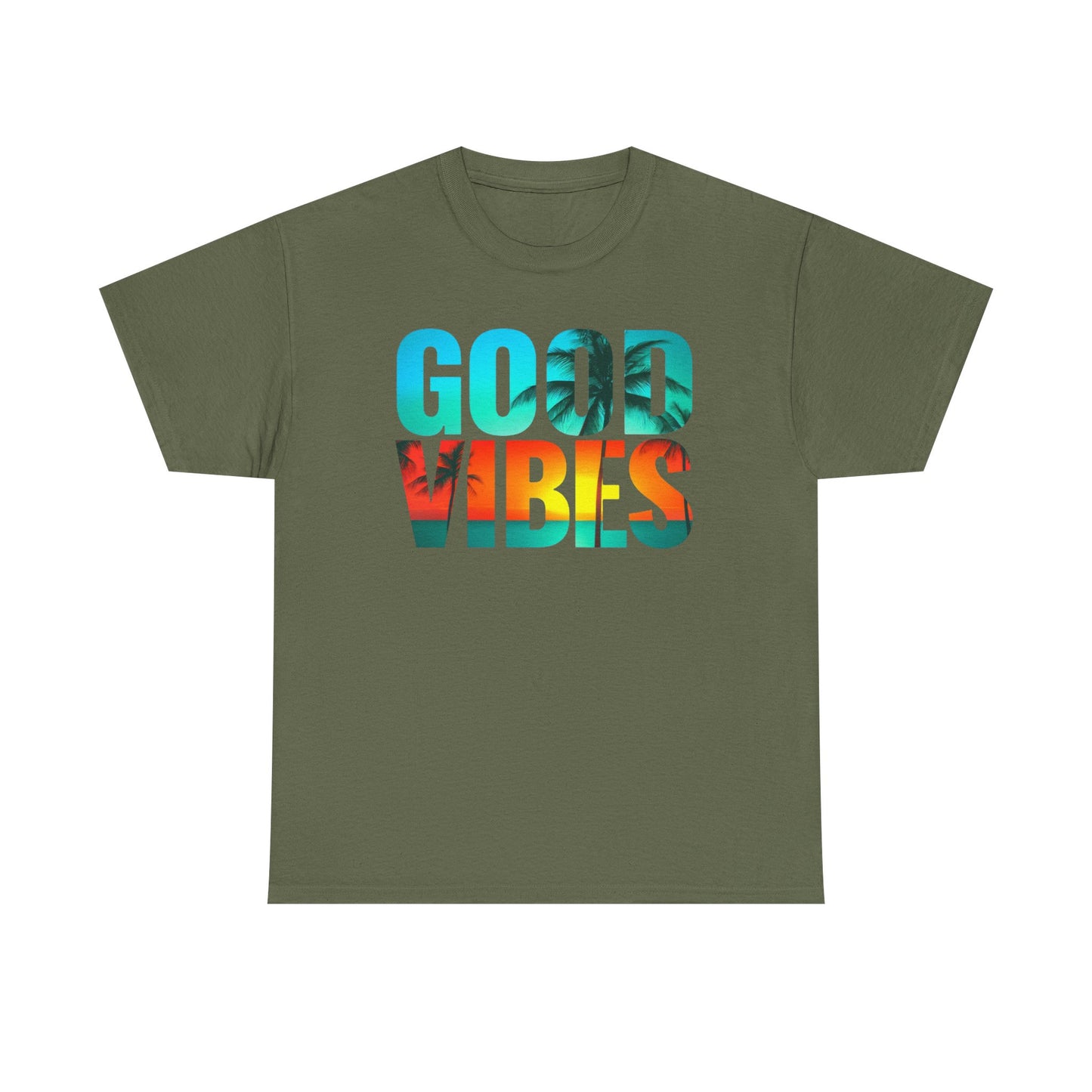 Good Vibes Unisex Heavy Cotton Tee, Happy T-Shirt, Positive Message, Casual Wear, Gift for Him/Her, Summer Top