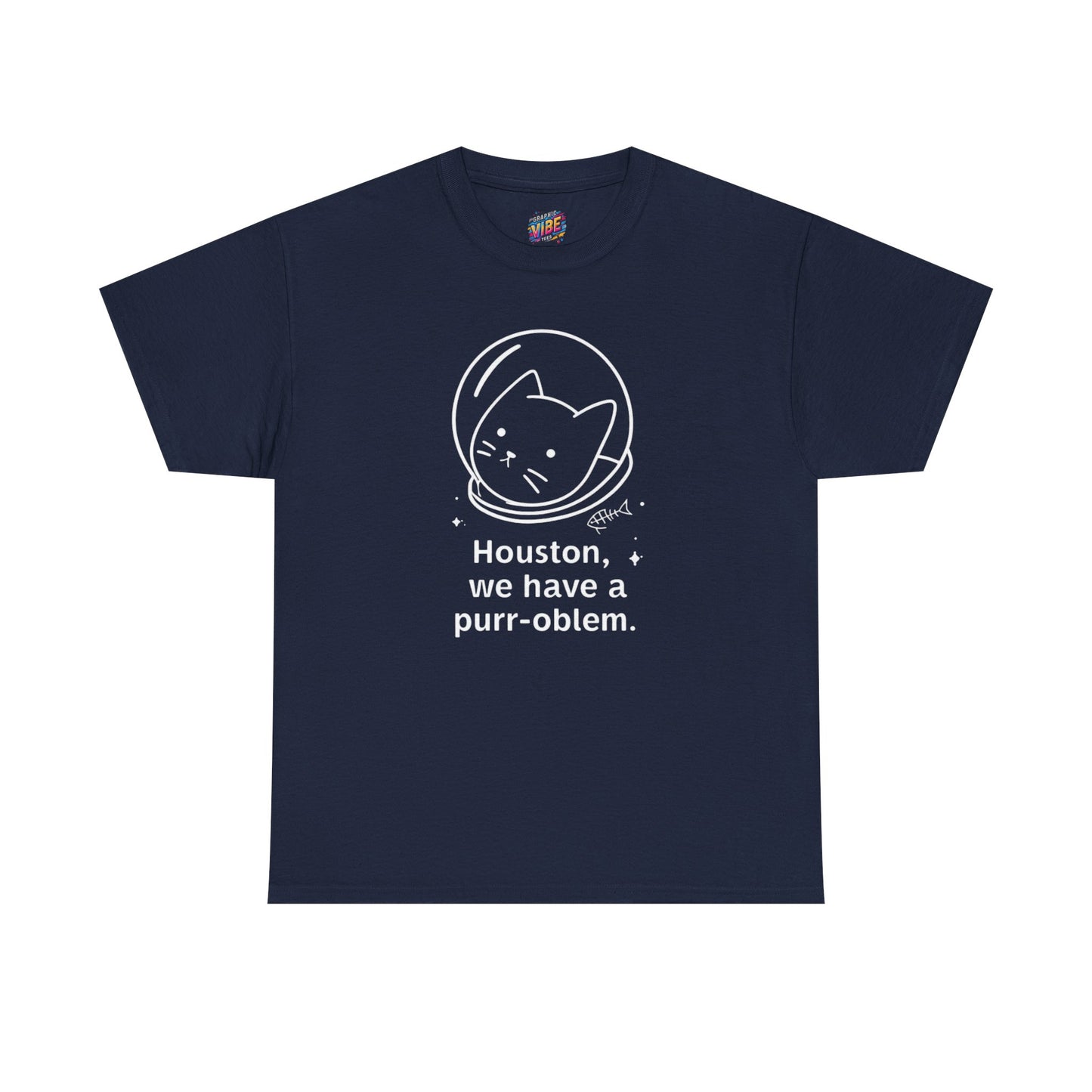 Houston, we have a purr-oblem Astronaut Cat Unisex Tee, Fun Puns T-Shirt, Gift for Cat Lovers, Outer Space Humor, Cute Pet Apparel