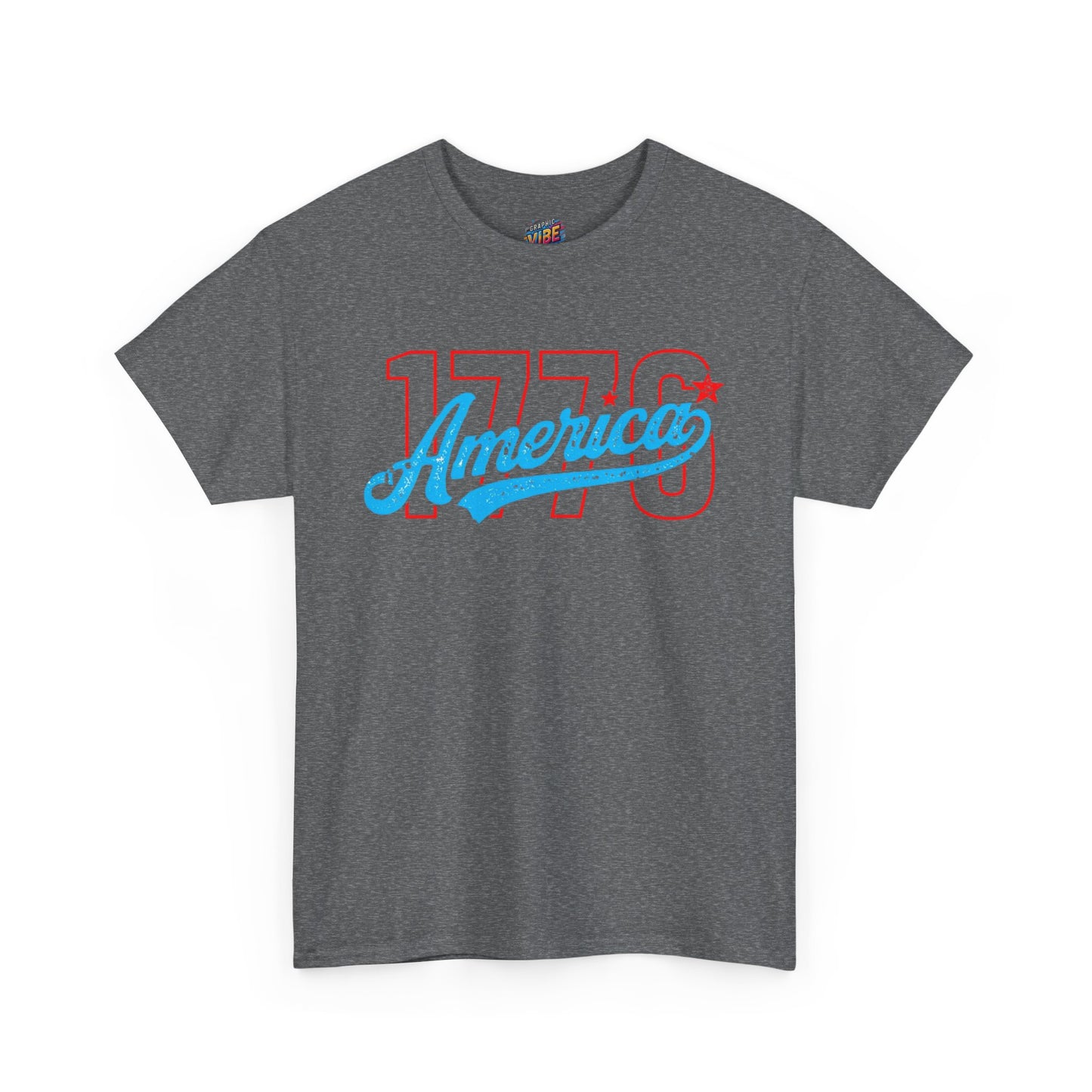 1776 America Unisex Heavy Cotton Tee, Vintage Style Shirt, Independence Day Apparel, Gifts for Patriots, Casual Wear