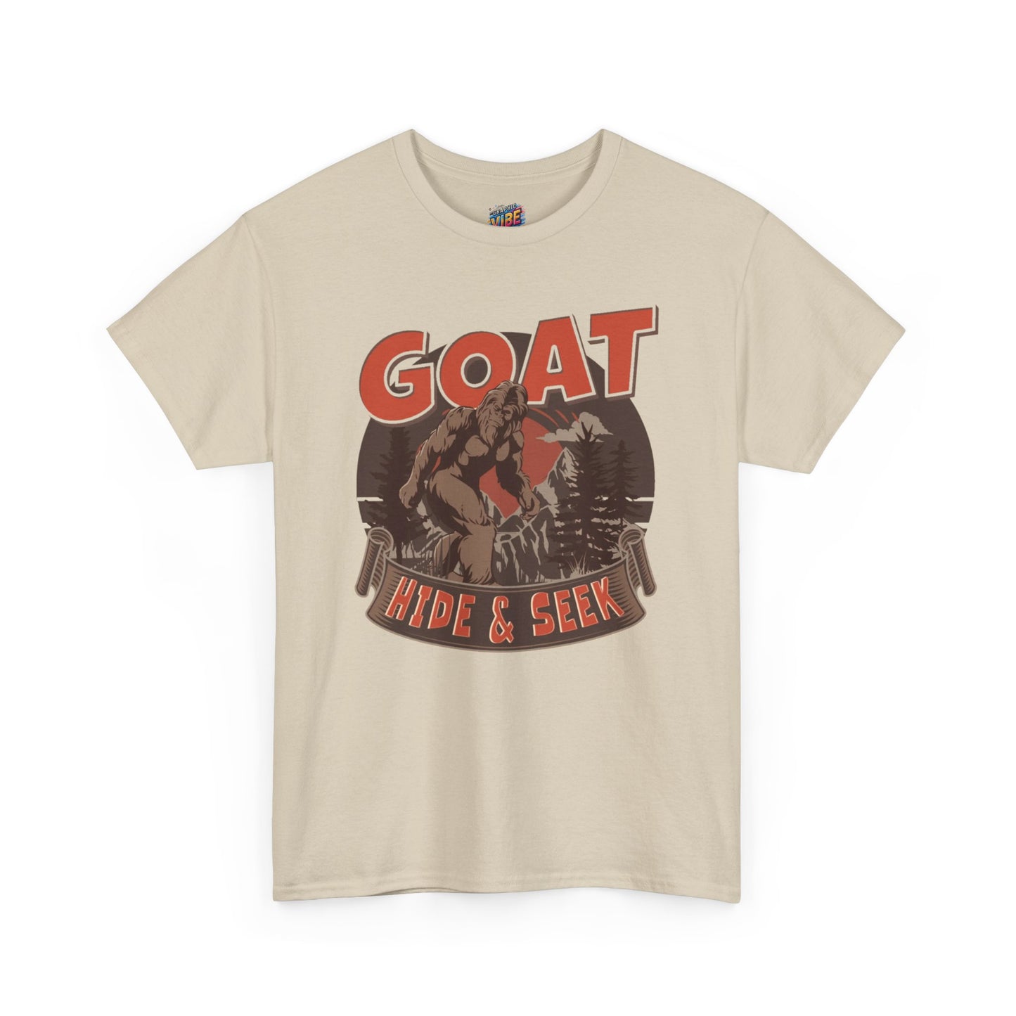 Big Foot Hide and Seek Goat T-Shirt, Fun Graphic Tee for Animal Lovers, Farmhouse Decor, Casual Wear, Gifts for Kids & Adults, Unique Outdoor