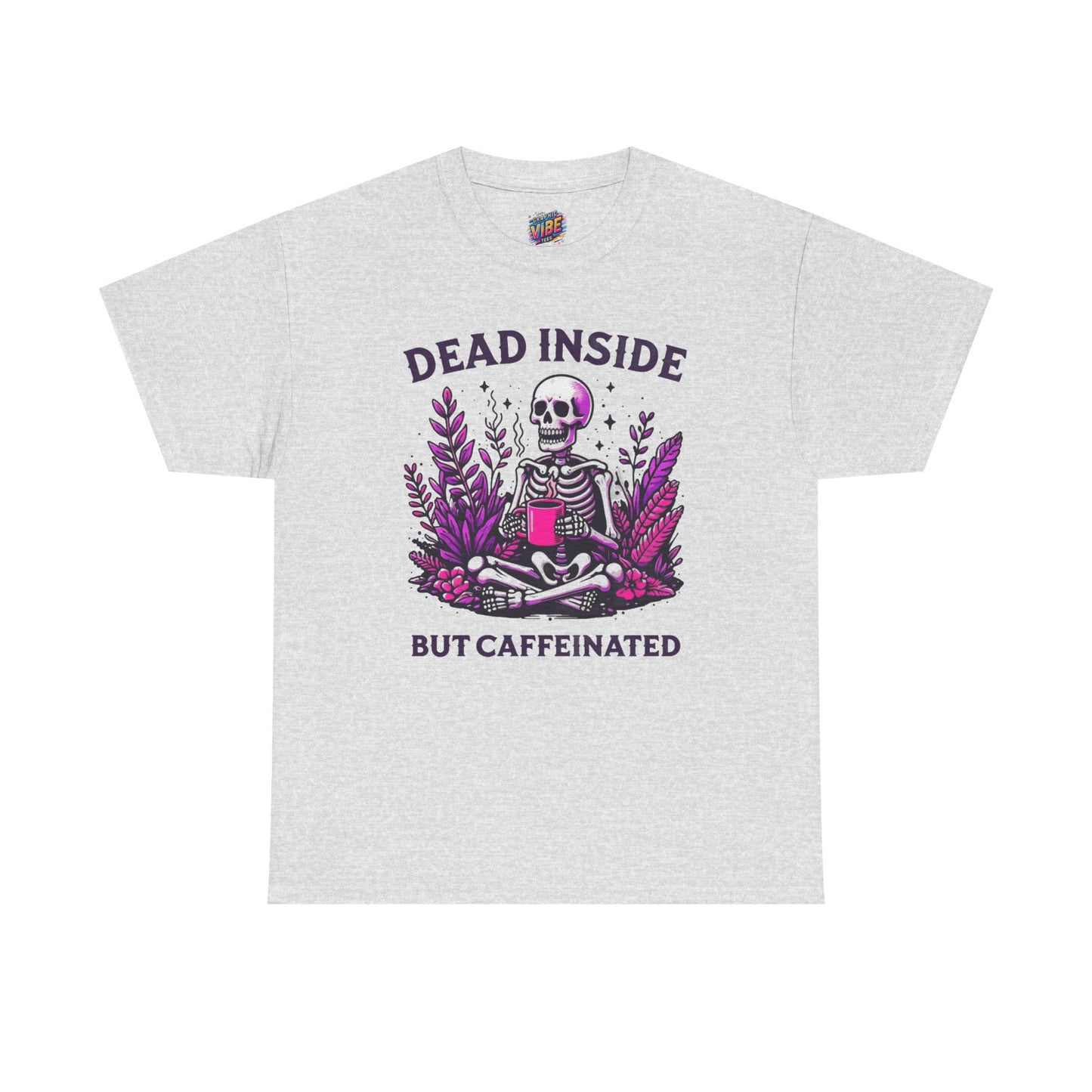 Caffeinated Skeleton Tee - Perfect for Coffee Lovers, Halloween, Gifts, Casual Wear, Fun Statement Shirt, Unisex Heavy Cotton T-Shirt