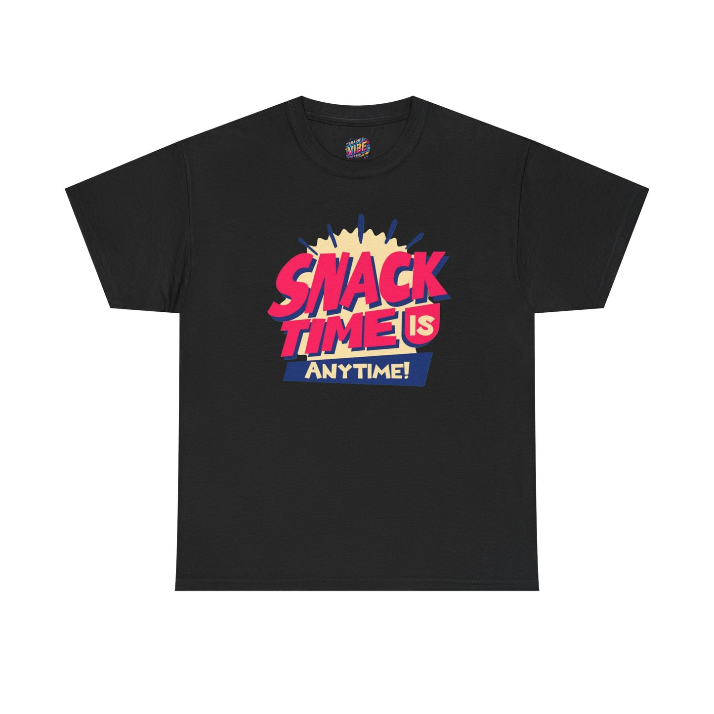 Snack Time Is Anytime! Unisex Heavy Cotton Tee, Fun Graphic Tee, Snack Lover Gift, Casual Summer Shirt, Quirky Food T-Shirt