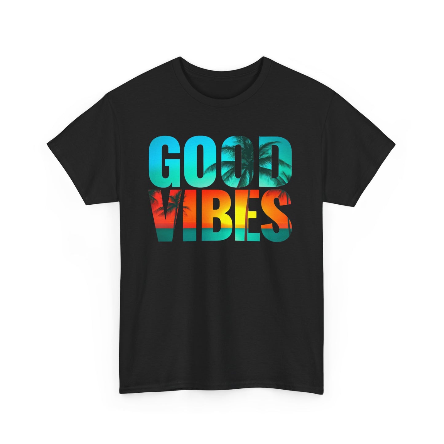 Good Vibes Unisex Heavy Cotton Tee, Happy T-Shirt, Positive Message, Casual Wear, Gift for Him/Her, Summer Top