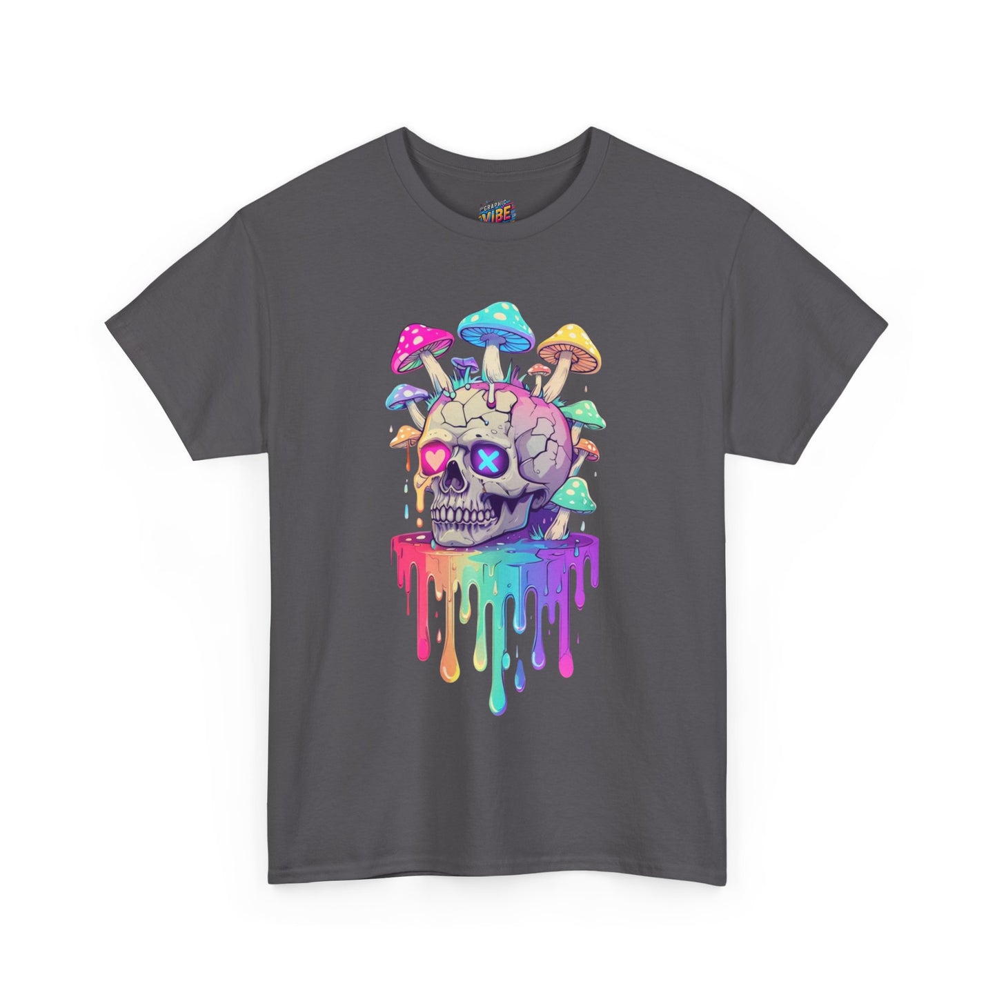 Psychedelic Skull Tee, Unisex Heavy Cotton Shirt, Casual Streetwear, Art Lover Gift, Festival Wear, Trendy Graphic Tee
