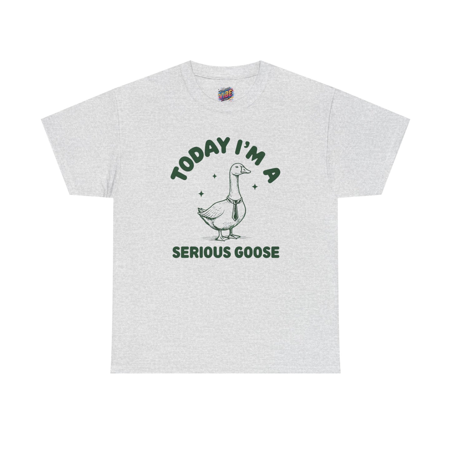Serious Goose Unisex Heavy Cotton Tee - Fun Gift for Animal Lovers, Casual Wear, Birthday, Animal-Themed T-Shirt, Humorous Tee