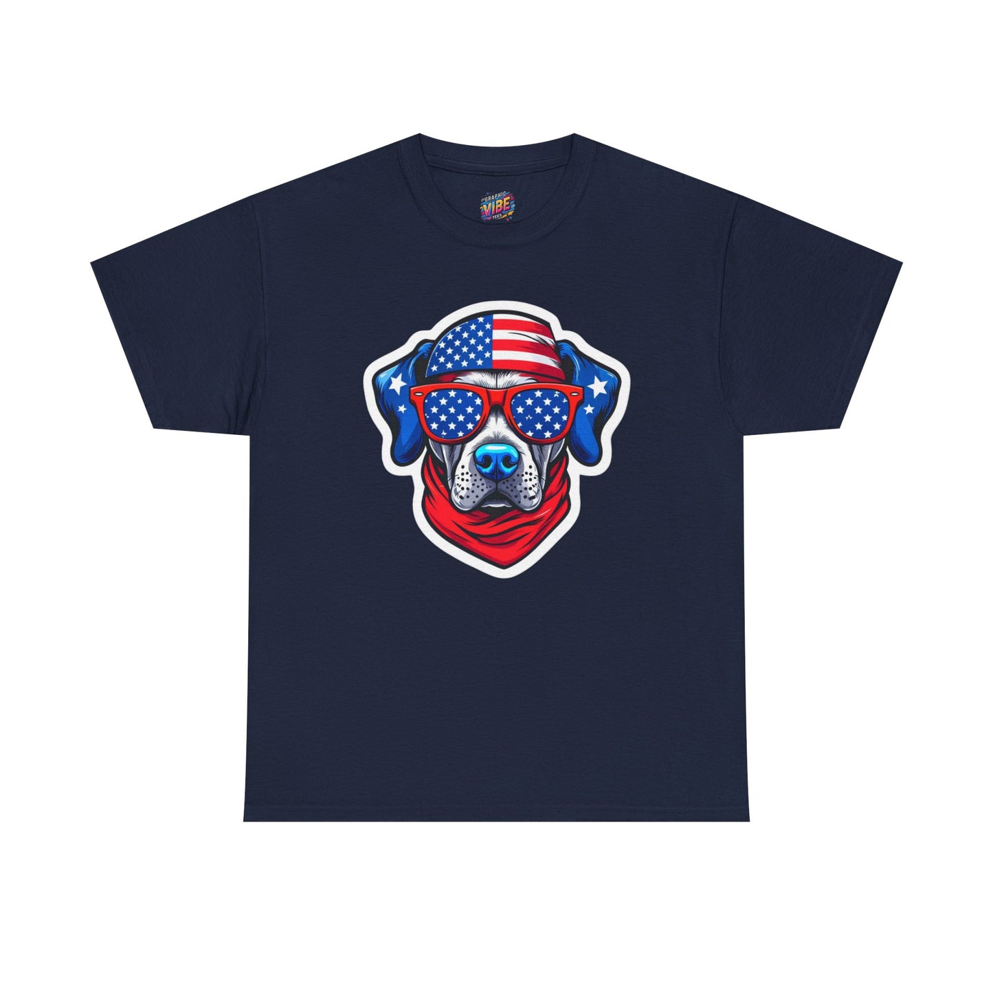 Patriotic American Pitbull T-Shirt, Unisex Heavy Cotton Tee with American Flag Design, Perfect for Fourth of July, Dog Lovers Gift, Casual Wear