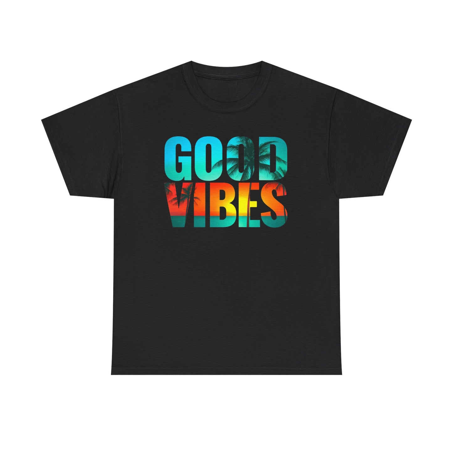 Good Vibes Unisex Heavy Cotton Tee, Happy T-Shirt, Positive Message, Casual Wear, Gift for Him/Her, Summer Top