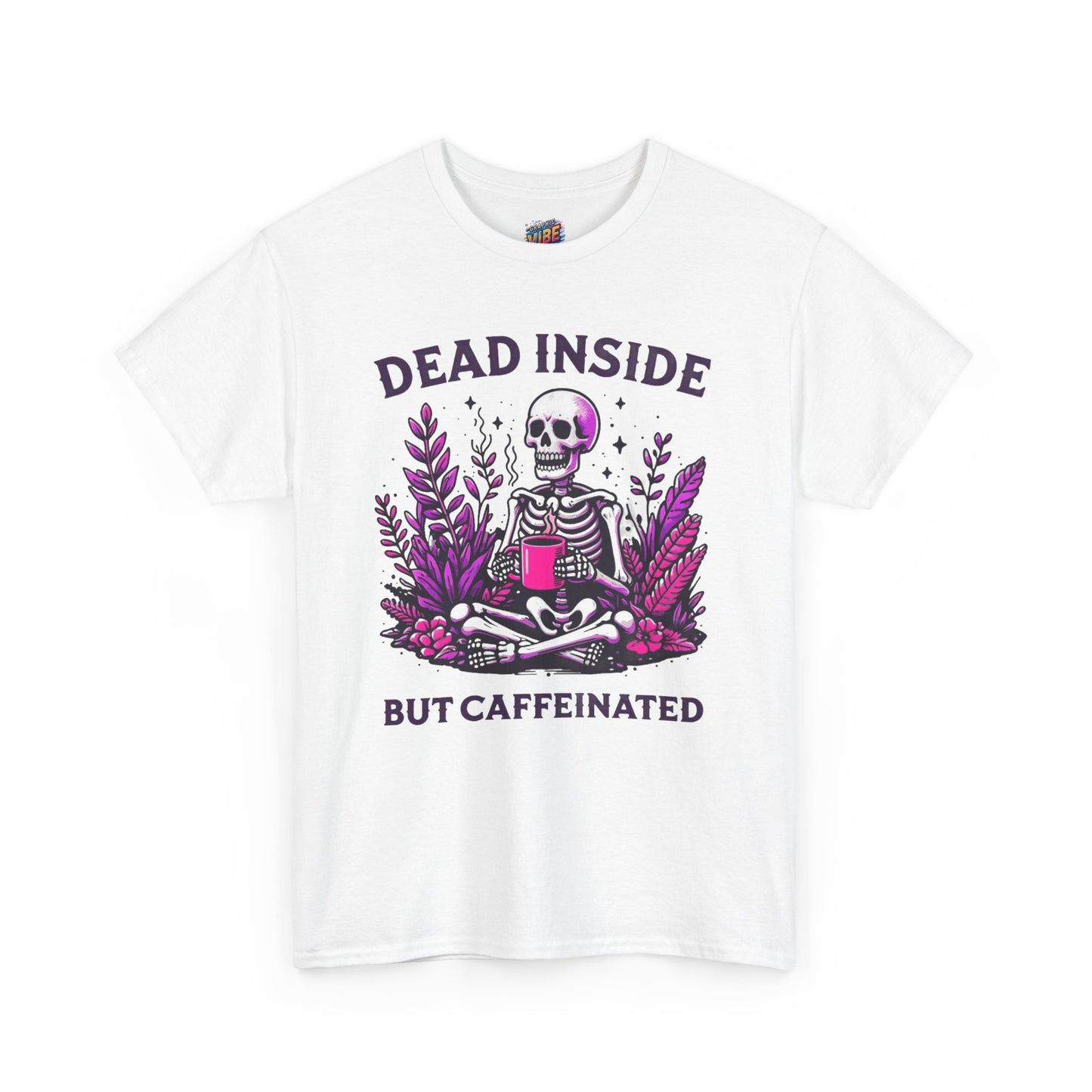 Caffeinated Skeleton Tee - Perfect for Coffee Lovers, Halloween, Gifts, Casual Wear, Fun Statement Shirt, Unisex Heavy Cotton T-Shirt