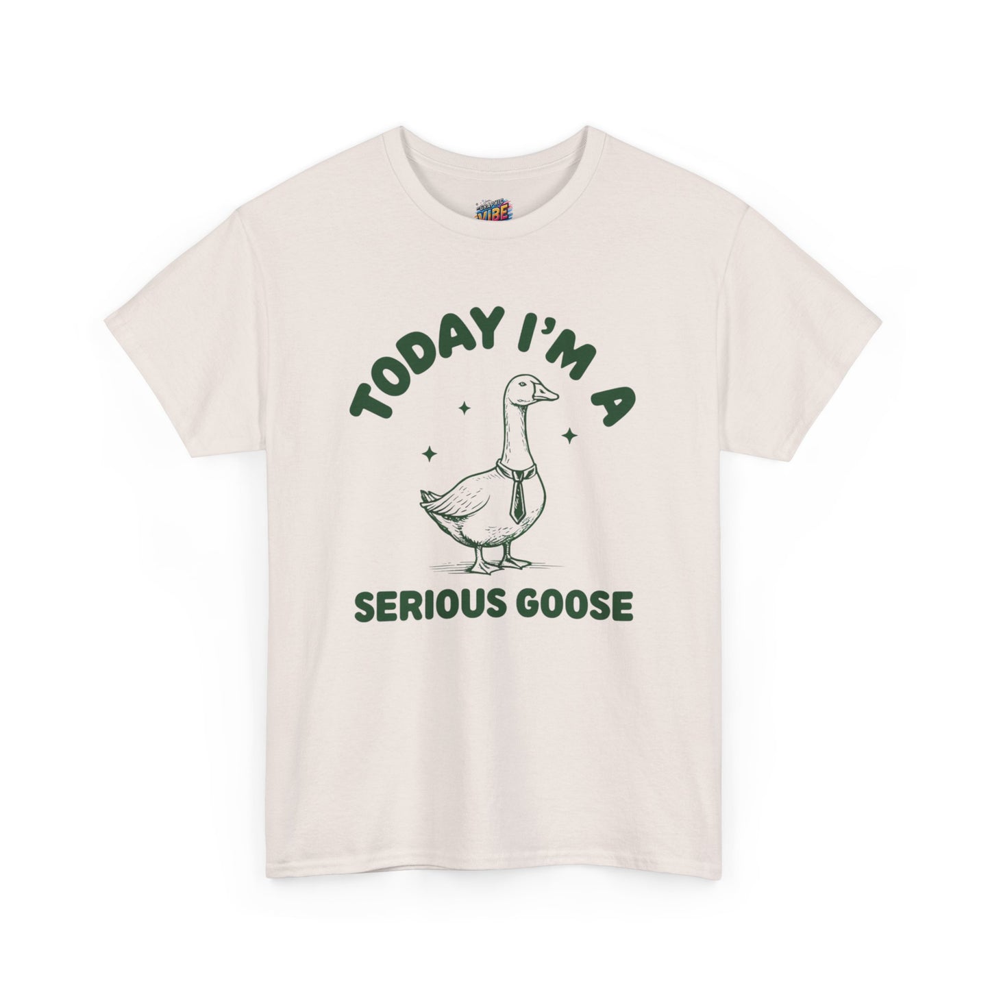 Serious Goose Unisex Heavy Cotton Tee - Fun Gift for Animal Lovers, Casual Wear, Birthday, Animal-Themed T-Shirt, Humorous Tee