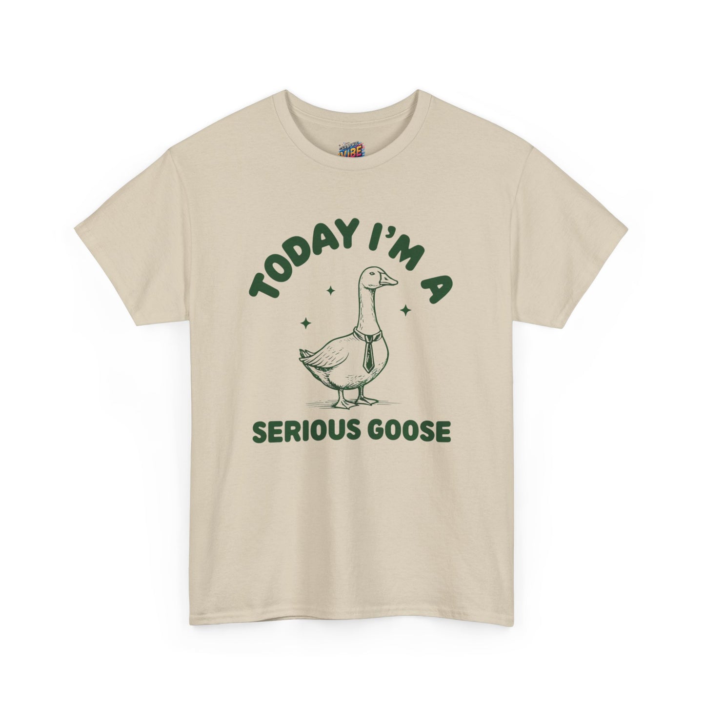 Serious Goose Unisex Heavy Cotton Tee - Fun Gift for Animal Lovers, Casual Wear, Birthday, Animal-Themed T-Shirt, Humorous Tee