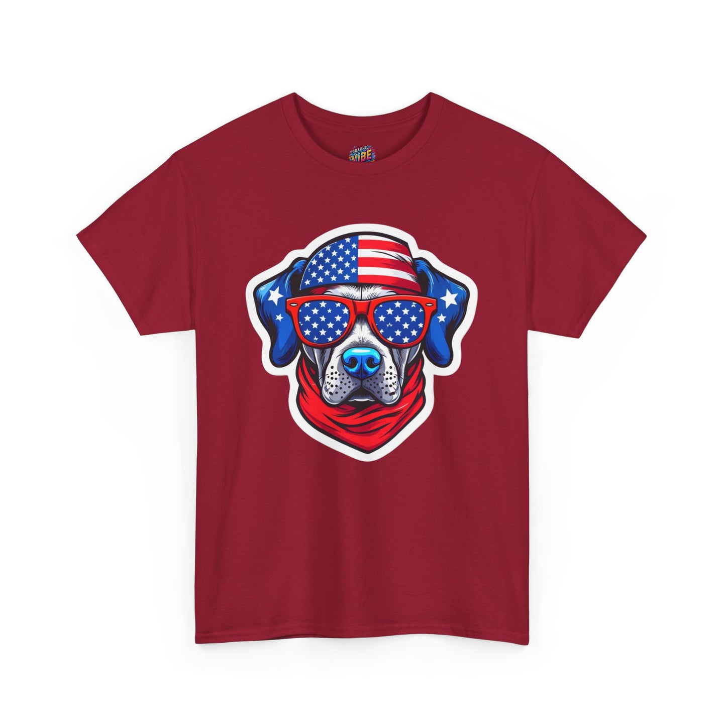 Patriotic American Pitbull T-Shirt, Unisex Heavy Cotton Tee with American Flag Design, Perfect for Fourth of July, Dog Lovers Gift, Casual Wear