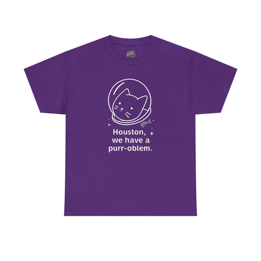 Houston, we have a purr-oblem Astronaut Cat Unisex Tee, Fun Puns T-Shirt, Gift for Cat Lovers, Outer Space Humor, Cute Pet Apparel