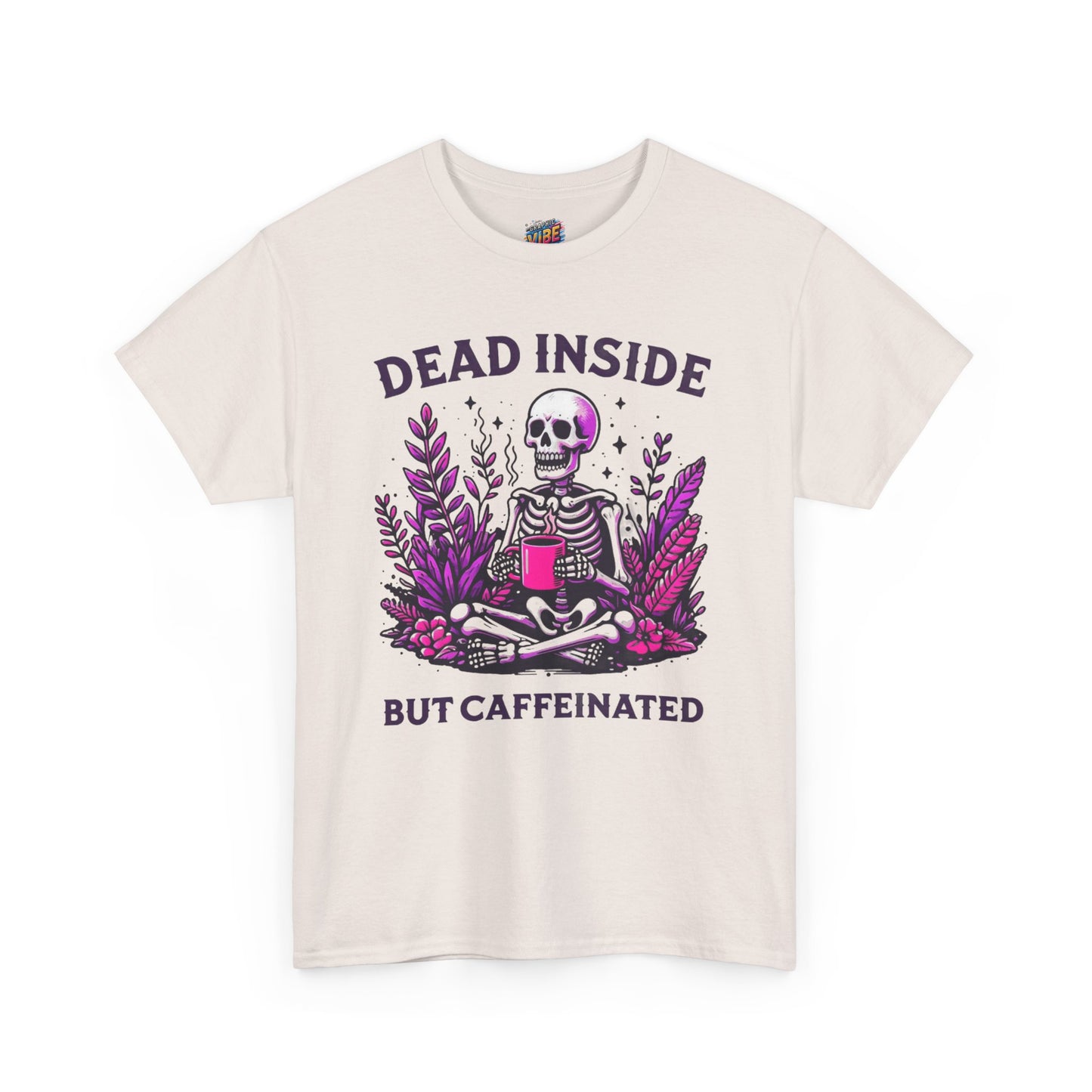 Caffeinated Skeleton Tee - Perfect for Coffee Lovers, Halloween, Gifts, Casual Wear, Fun Statement Shirt, Unisex Heavy Cotton T-Shirt