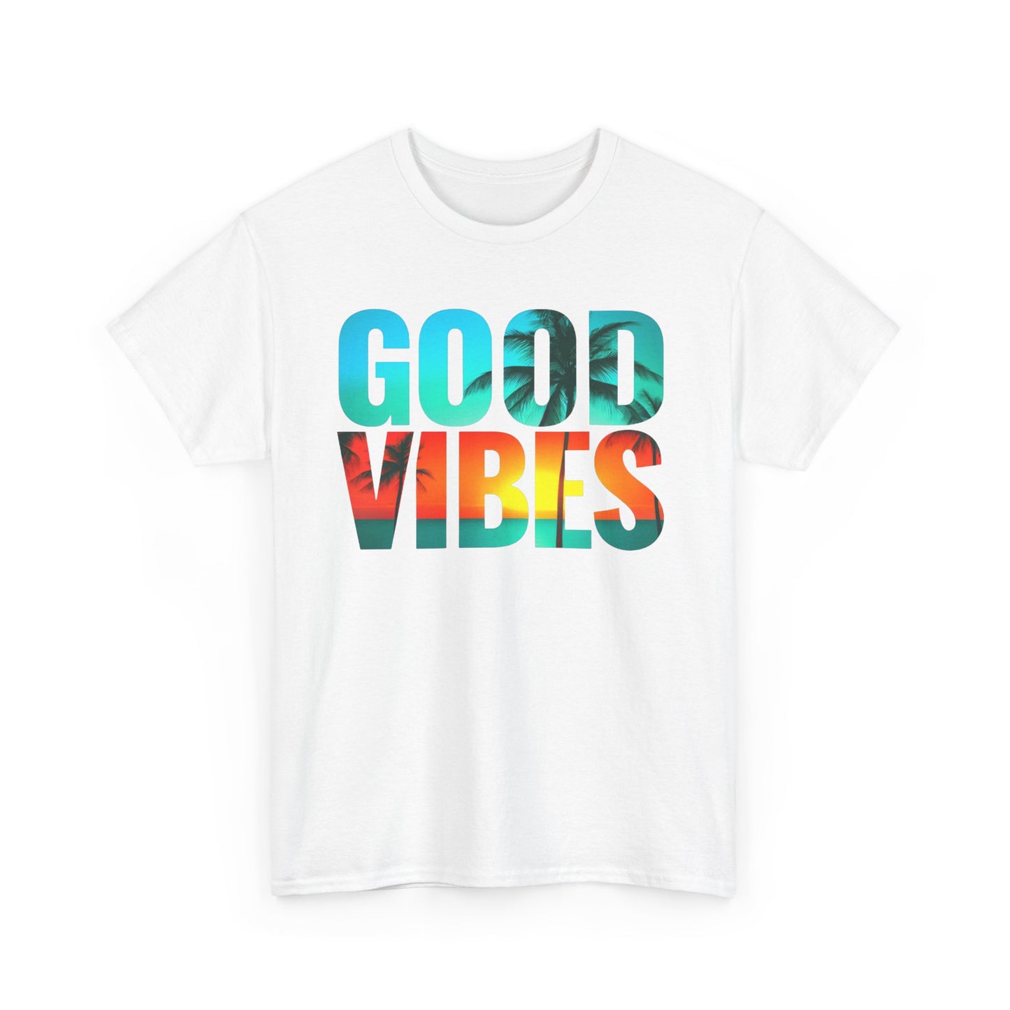 Good Vibes Unisex Heavy Cotton Tee, Happy T-Shirt, Positive Message, Casual Wear, Gift for Him/Her, Summer Top