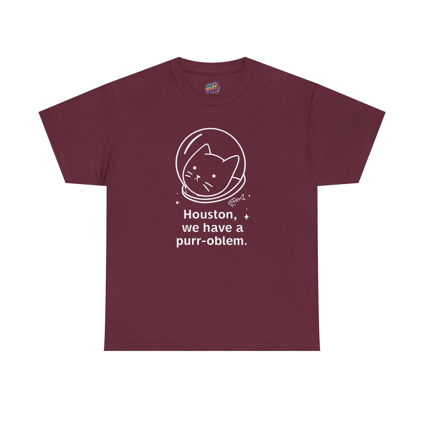 Houston, we have a purr-oblem Astronaut Cat Unisex Tee, Fun Puns T-Shirt, Gift for Cat Lovers, Outer Space Humor, Cute Pet Apparel